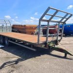 26ft Bale trailer, built in slurry tank, strap box, galvanised bale racks, low profile flotation wheels Alluminium ramps optional